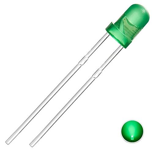 3mm Led Yeil Diyot Diffused 1 Adet