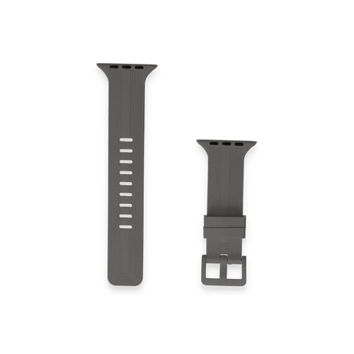 Newface Apple Watch 38mm KR408 izgili Silikon Kordon - Koyu Gri