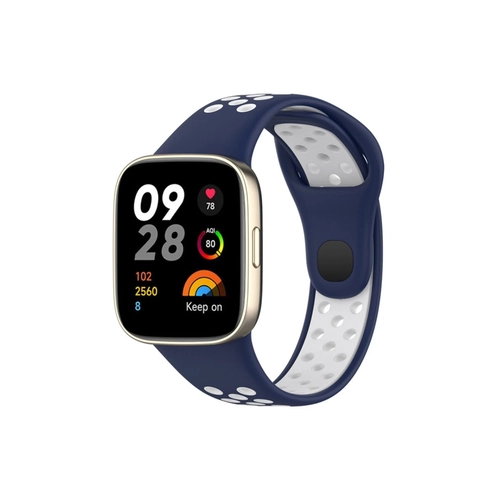 Newface Xiaomi Redmi Watch 3 Spor Delikli Kordon - Lacivert-Beyaz