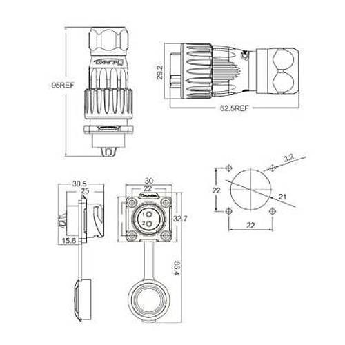 DH-20-C02PE-03-001 2-Pin Su Ge�irmez Konnekt�r - Erkek