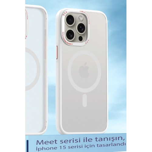 Movenchy iPhone 15 Pro Klf Radyant Magsafe Kapak - Beyaz