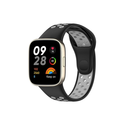 Newface Xiaomi Redmi Watch 3 Spor Delikli Kordon - Siyah-Gri
