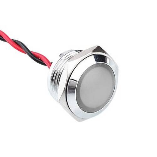 16L-P1 16mm 12-24V Kablolu Metal Sinyal Lambas - Beyaz