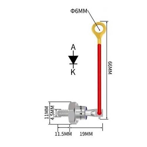 ZX25-12 25A 1200V Kablolu Metal Vidal Diyot - Anot