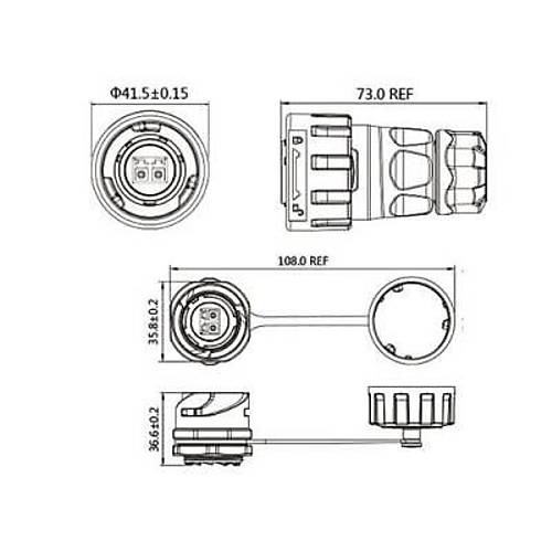 YM-24-J/LC/213/SX-42-101 Su Geçirmez Fiber Optik Konnektör - Dişi
