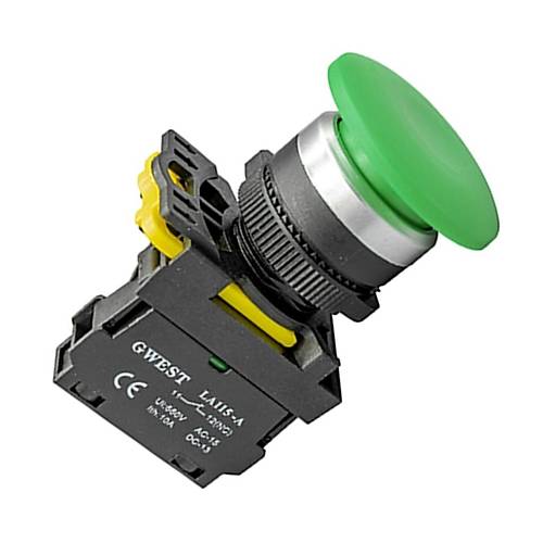 Gwest A5-10M 22mm Yeil Kayc Start Mantar Buton 1NO