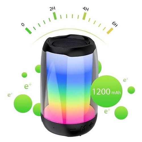 Divex Pluse 4 Mini Tanabilir RGB Ledli Siyah Bluetooth Hoparlr DM-90