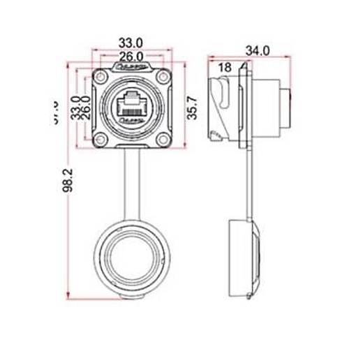 DH-24-J/RJ45/213/SX-43-401 Su Geirmez Ethernet Konnektr - Dii