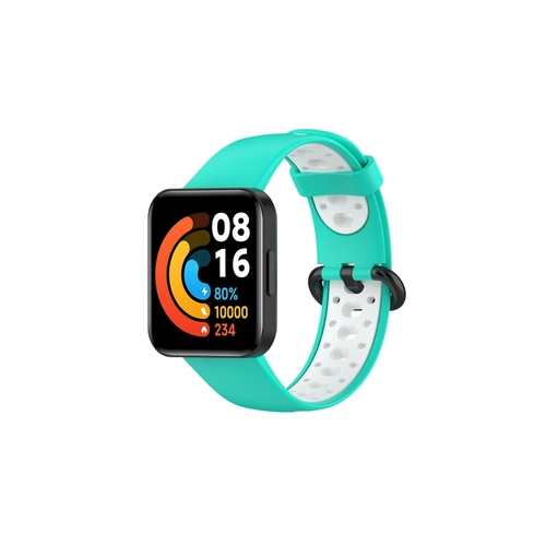 Newface Xiaomi Redmi Watch 2 Spor Delikli Kordon - Turkuaz-Beyaz