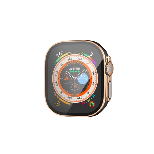 Newface Apple Watch Ultra 49mm Legend Caml Kasa Ekran Koruyucu - Siyah-Gold