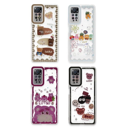 Newface Xiaomi Redmi Note 12 Pro 4G Klf Sweet Desenli Silikon Kapak - Ak Mavi