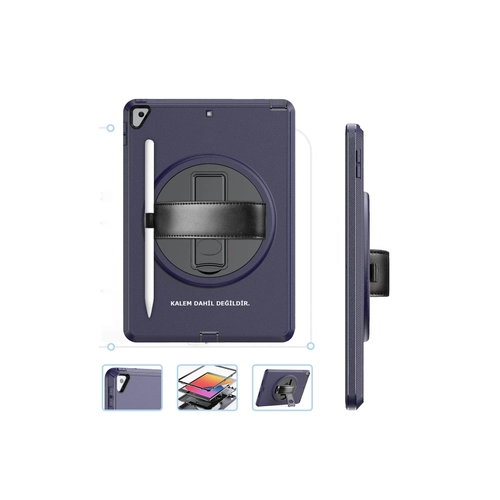 Newface iPad 10.2 (7.nesil) Klf Hand Strap Tablet Klf - Lacivert