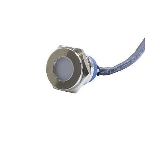 16mm 24v Beyaz Led Metal Kablolu Sinyal Lambas IP67 GQ16T-W