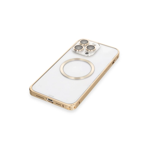 Joko iPhone 14 Pro Klf Metal Bumper Magneticsafe Kapak - Gold