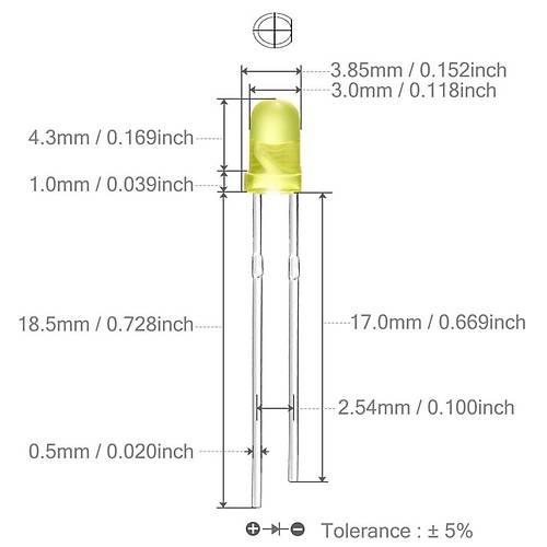 3mm Led Sar Diyot Diffused 1 Adet