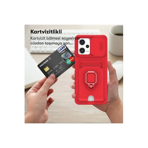 Newface Xiaomi Redmi 12 Klf Zuma Kartvizitli Yzkl Silikon - Krmz