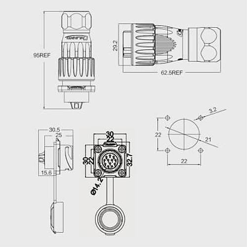 DH-20-J12SX-03-401 12-Pin Su Ge�irmez Konnekt�r - Di�i
