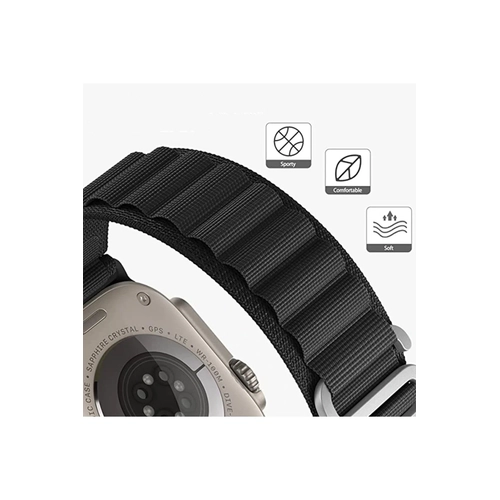 Newface Apple Watch 38mm Mountain Kordon - Siyah-Turuncu