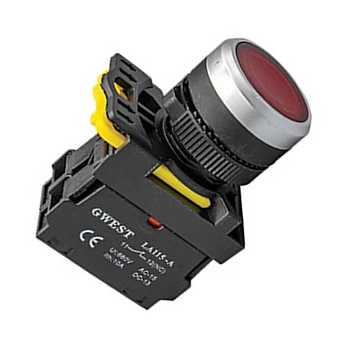 Gwest A5-01D-24 22mm Krmz Led Ikl Yayl Stop Buton 24V 1NO
