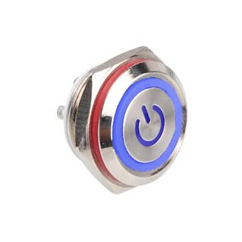 WD16C1-Pin-P1-EC 16mm Dz Yayl Ikl Metal Buton - Mavi