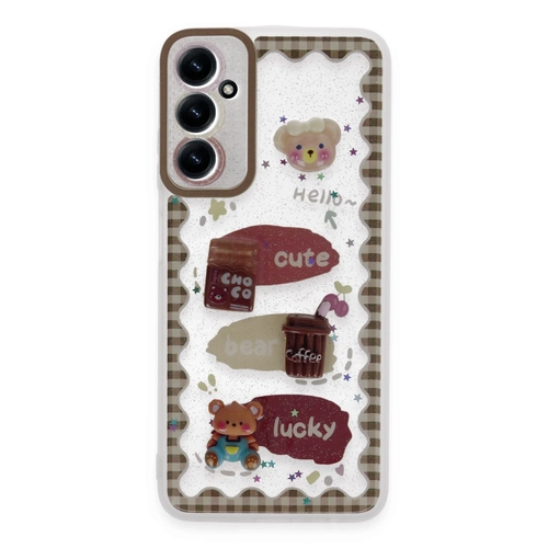 Newface Samsung Galaxy A15 4G Kılıf Sweet Desenli Silikon Kapak - Şeffaf