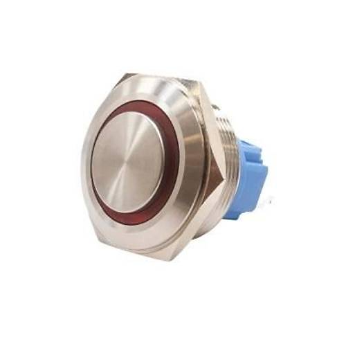 28B-G1Z-E 28mm kk Anahtarl Ikl Metal Buton - Krmz