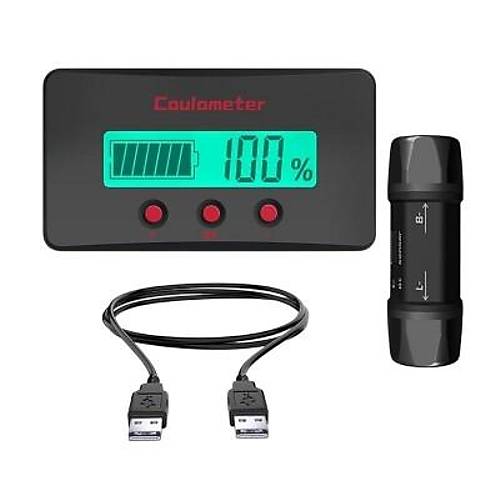 PZEM-033 8-120V Pil Voltaj Kapasite Gstergesi + 50A nt + 1m USB Kablo