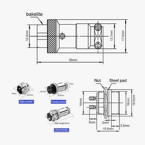Mike Konnektr 10-Pin 16mm - Erkek