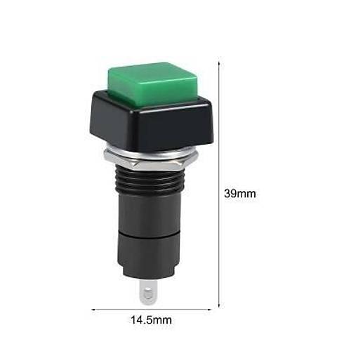 PBS-306A 12mm Anahtarl Push Buton - Yeil