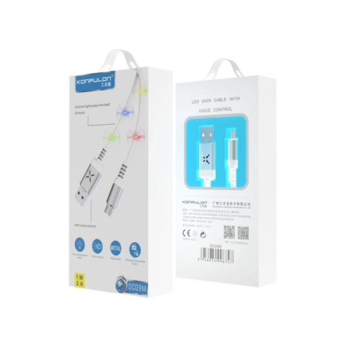 Konfulon DC09 Ses Duyarl Ikl Micro USB Kablo 1M 2A - Siyah