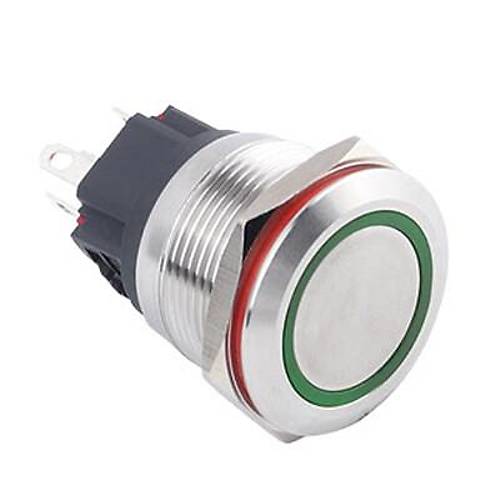 22B-P1Z-E 22mm Dz Anahtarl Ikl Metal Buton - Yeil