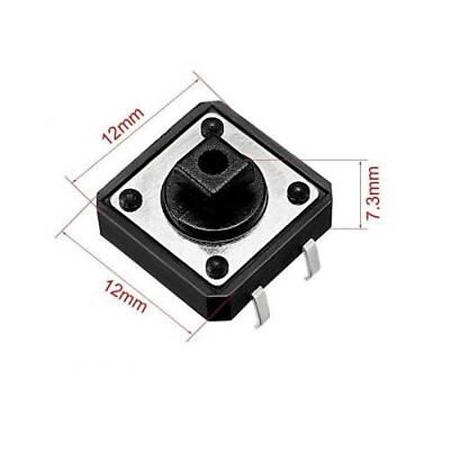 12x12x7.3mm 4 Pinli Siyah Push Buton - Tact Switch