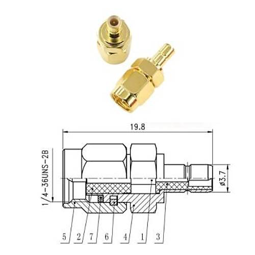 SMA Erkek - SMB-JJ Erkek Coaxial Konnektr