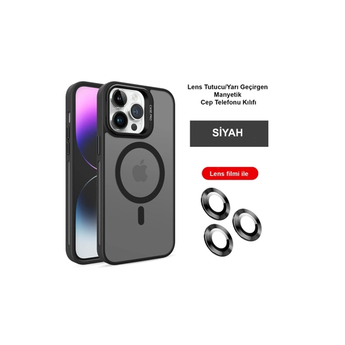 Joko iPhone 15 Pro Max Klf Flet Lens Magsafe Kapak - Siyah
