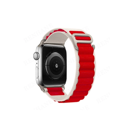 Newface Apple Watch 38mm Mountain Kordon - Beyaz-Krmz