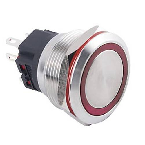 25B-P1-E 25mm Dz Yayl Ikl Metal Buton - Krmz
