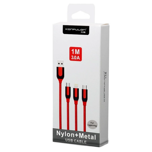 Konfulon S51 Lightning Kablo iphone Uyumlu 1M 3A - Krmz