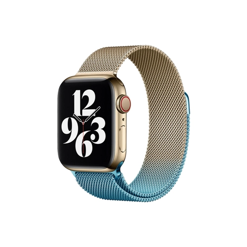Newface Apple Watch 38mm Metal Mknatsl Kordon - Metalik Gold-Mavi