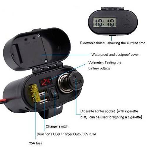 CD-3068 Su Geçirmez Çok Fonksiyonlu USB + Type-C Şarj Cihazı ve Çakmaklık