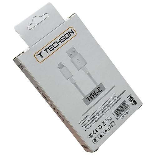 TECHSON Type-C 2.4A Hzl arj Kablo USB 3.0 Veri Aktarm 1m C08-T