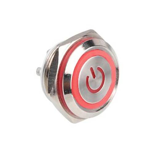 WD16C1-Pin-P1-EC 16mm Dz Yayl Ikl Metal Buton - Krmz