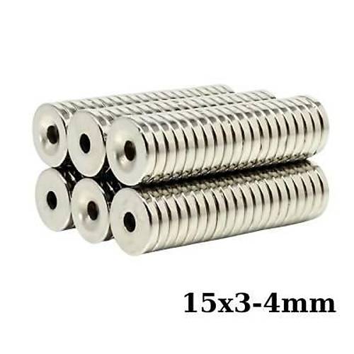 15X3-4mm Hava Delikli Neodyum Gl Mknats - Neodim Magnet