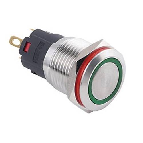 16A-P1-E 16mm Dz Yayl Ikl Metal Buton - Yeil