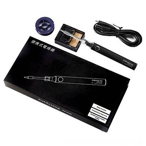 USB 5V 8W USB Siyah Kalem Havya Seti - Scaklk Ayarl Mod Seimli
