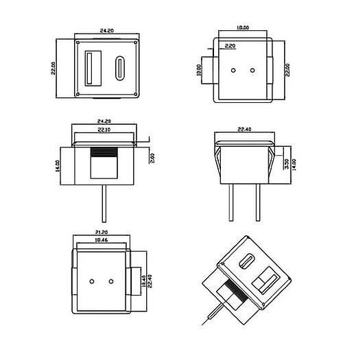 IC-266T-4 Pano Tip Kare Type-C + USB arj Soketi
