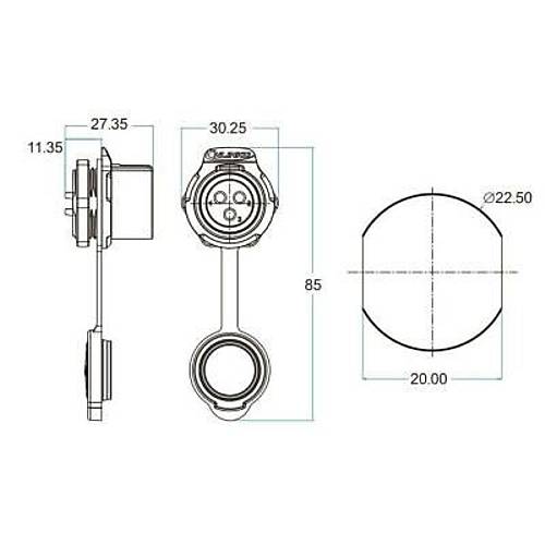LP-20-J07SX-03-101 7-Pin Su Geirmez Konnektr - Dii