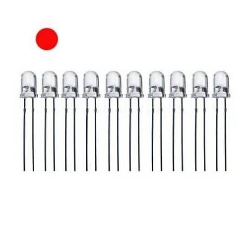 5mm effaf Krmz Led Paketi - 10 Adet