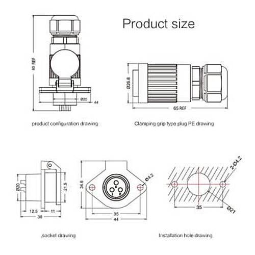 YA-20-J03PE-01-001 3-Pin Su Ge�irmez Konnekt�r - Di�i