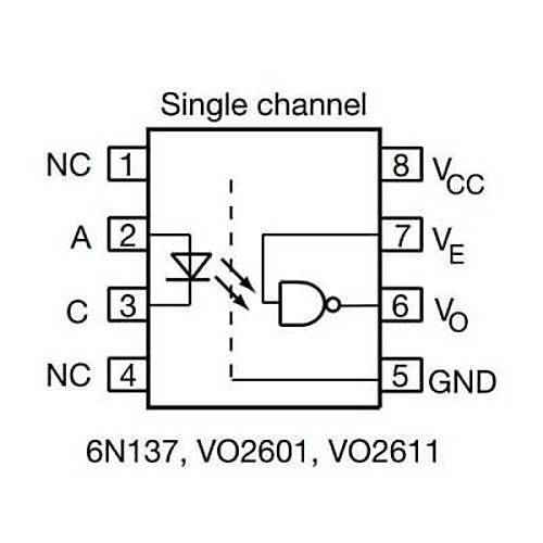 6N137 SOIC-8 Dijital Çıkışlı Optokuplör Entegresi