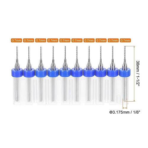 0.7mm PCB Matkap Ucu Seti - 10 Adet (Kutulu)